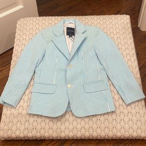 Oscar de la Renta Boys Turquoise Seersucker Blazer - 4T